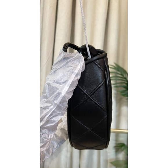 ✺ NWT!  Authentic Tory Burch Black Leather Cresent Fleming Handbag - Picture 9 of 14
